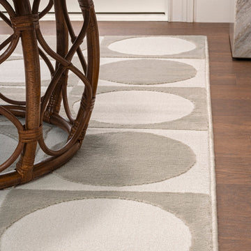 Geometric Modern Geometric Circles In Squares High-Low Area Rug